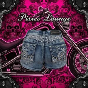 Platinum Plush Free Rider Motorcycle Rhinestone Shorts